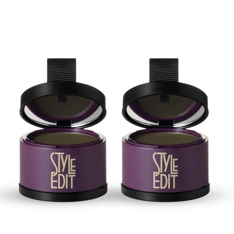Style Edit Root Touch Up Powder for Black Hair  Cover Up Hair Color for Grays and Roots Coverage  Mineral Infused Binding Hairline Powder 2 Pack